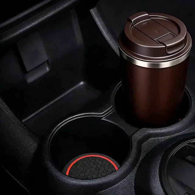 Alt view image 2 of 7 - 4 Pcs 2.75 Inch Car Coasters, Non-Slip Waterproof PVC for Cars Trucks RVs
