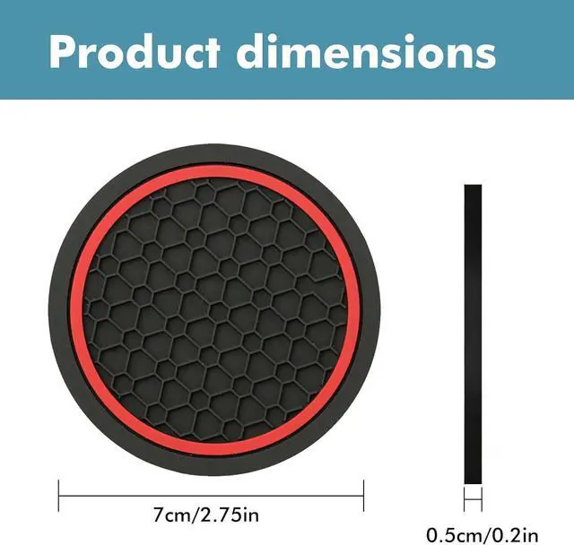 Alt view image 4 of 7 - 4 Pcs 2.75 Inch Car Coasters, Non-Slip Waterproof PVC for Cars Trucks RVs