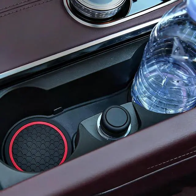 Alt view image 6 of 7 - 4 Pcs 2.75 Inch Car Coasters, Non-Slip Waterproof PVC for Cars Trucks RVs