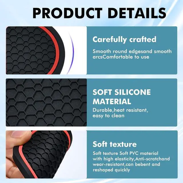 Alt view image 7 of 7 - 4 Pcs 2.75 Inch Car Coasters, Non-Slip Waterproof PVC for Cars Trucks RVs