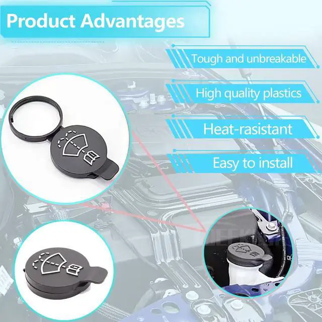 Alt view image 3 of 3 - Washer Fluid Cap Windshield Wiper Washer Fluid Reservoir Tank Bottle Cap, Replacement for GMC Chevrolet Cadillac Buick - OEM#: 12767700, 13227300