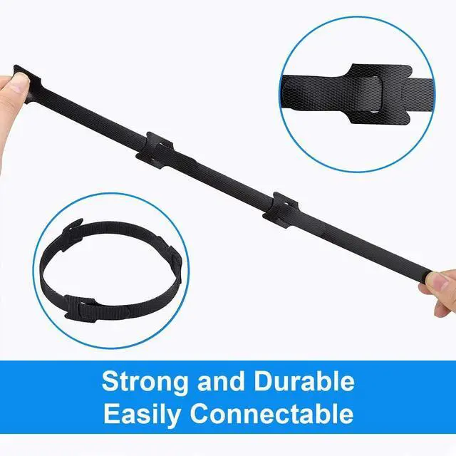 Alt view image 5 of 6 - California JOS 60 PCS 6 Inches Reusable Cable Ties, Adjustable Cord Straps, Cable Organizer, Cord Wrap and Hook Loop Cords Management - Black