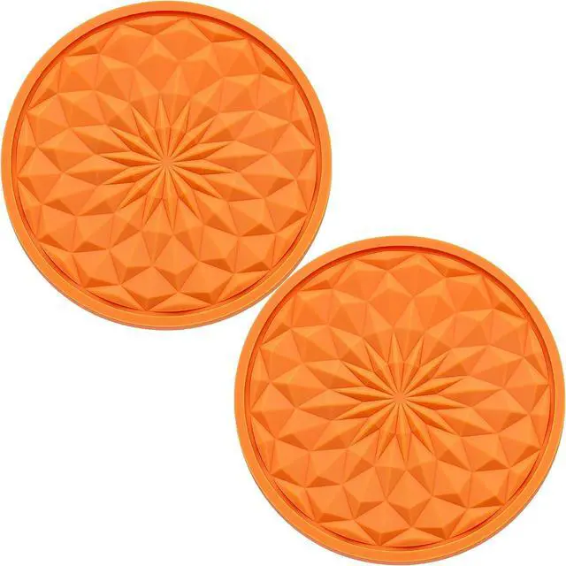 Main image of 2 Pack Silicone Car Cup Holder Coaster 2.75 Inch Non-Slip Drink Mat, Universal Fit for Most Vehicles Cute & Functional Auto Accessories (Orange)
