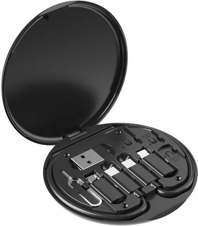 Main image of ZALUJMUS Multifunctional Data Cable Storage Box Adaptor for USB-C and Micro-USB Devices Universal Data Transfer Cable (Black)