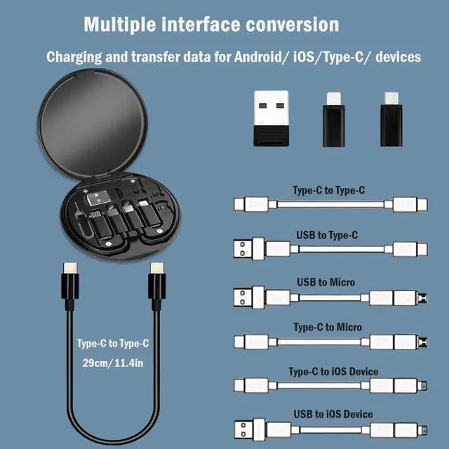 Alt view image 4 of 7 - ZALUJMUS Multifunctional Data Cable Storage Box Adaptor for USB-C and Micro-USB Devices Universal Data Transfer Cable (Black)