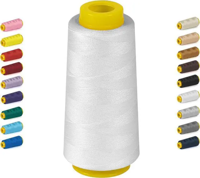 Main image of 1800 Yards White Thread for Sewing, All Purpose Sewing Thread | Hilos para Coser, Polyester Thread 40s/2 for Serger&Overlock, Quilting, Piecing, Sewing Machine
