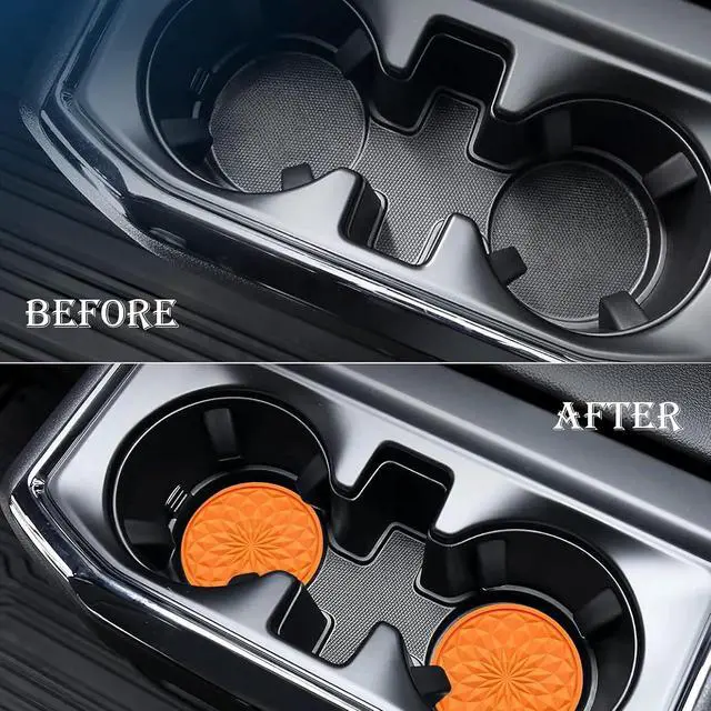 Alt view image 7 of 7 - 2 Pack Silicone Car Cup Holder Coaster 2.75 Inch Non-Slip Drink Mat, Universal Fit for Most Vehicles Cute & Functional Auto Accessories (Orange)