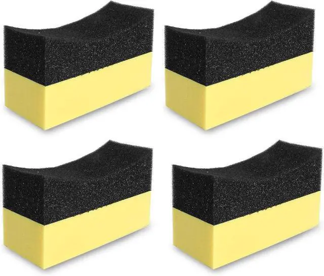 Main image of Uenhoy 4 Pcs Tire Dressing Applicator Pads Contour Shine Sponge Car Detail | Sponge & PE Build, Crescent Grip Top, Rectangle Foam Base, Strong Absorption, For Tire Shine Wax Glass Household Cleaning