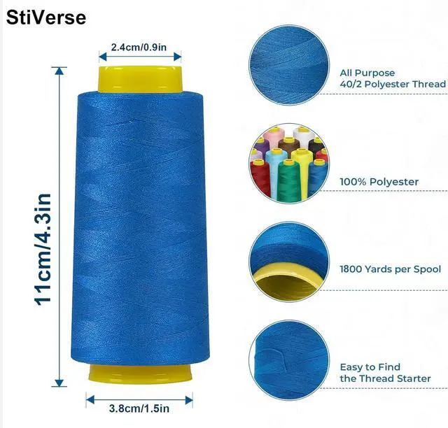 Alt view image 2 of 7 - 1800 Yards White Thread for Sewing, All Purpose Sewing Thread | Hilos para Coser, Polyester Thread 40s/2 for Serger&Overlock, Quilting, Piecing, Sewing Machine