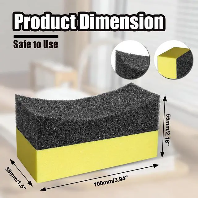 Alt view image 3 of 7 - Uenhoy 4 Pcs Tire Dressing Applicator Pads Contour Shine Sponge Car Detail | Sponge & PE Build, Crescent Grip Top, Rectangle Foam Base, Strong Absorption, For Tire Shine Wax Glass Household Cleaning