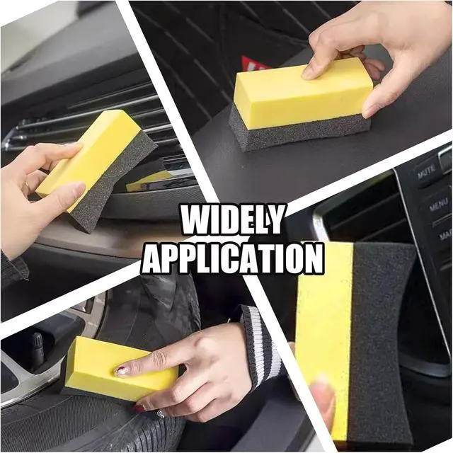 Alt view image 7 of 7 - Uenhoy 4 Pcs Tire Dressing Applicator Pads Contour Shine Sponge Car Detail | Sponge & PE Build, Crescent Grip Top, Rectangle Foam Base, Strong Absorption, For Tire Shine Wax Glass Household Cleaning