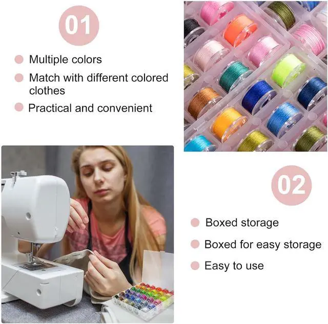 Alt view image 3 of 7 - 36pcs Polyester Plastic Sewing Thread bobbins Set | Sewing Machine,Colored Thread Set for Br other,Sin ger,Jan ome and Other Sewing Machines with Storage Box