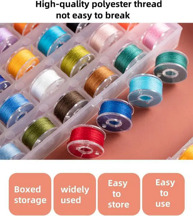 Alt view image 5 of 7 - 36pcs Polyester Plastic Sewing Thread bobbins Set | Sewing Machine,Colored Thread Set for Br other,Sin ger,Jan ome and Other Sewing Machines with Storage Box