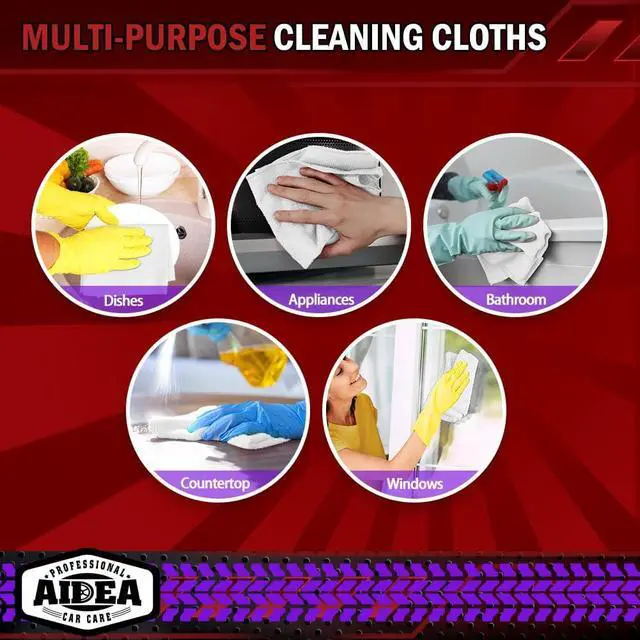 Alt view image 7 of 7 - AIDEA White Microfiber Cleaning Cloth 5PK, Cleaning Rags, 12×12" | Microfiber Towels for Cars, Premium Car Cloths, Lint Free Dusting Cloth for SUVs, House, Kitchen, Window, Workshops,