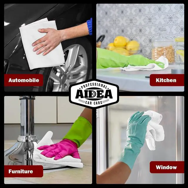 Alt view image 5 of 7 - AIDEA White Microfiber Cleaning Cloth 5PK, Cleaning Rags, 12×12" | Microfiber Towels for Cars, Premium Car Cloths, Lint Free Dusting Cloth for SUVs, House, Kitchen, Window, Workshops,