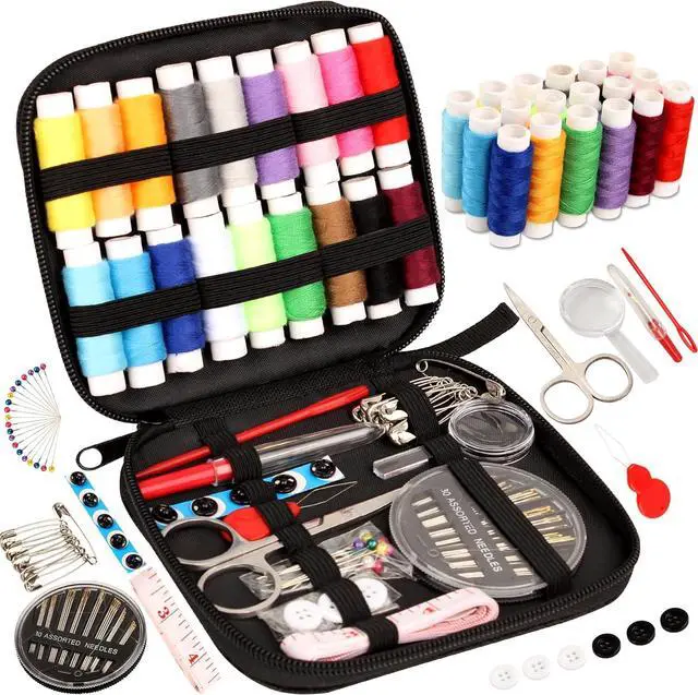 Main image of Marcoon Sewing Kit for Adults, Portable Needle & Thread Repair Kit | Basic Sewing Supplies & Accessories Set, BeginnerFriendly for Travel Emergency Home College Dorm Essentials (Black, S)