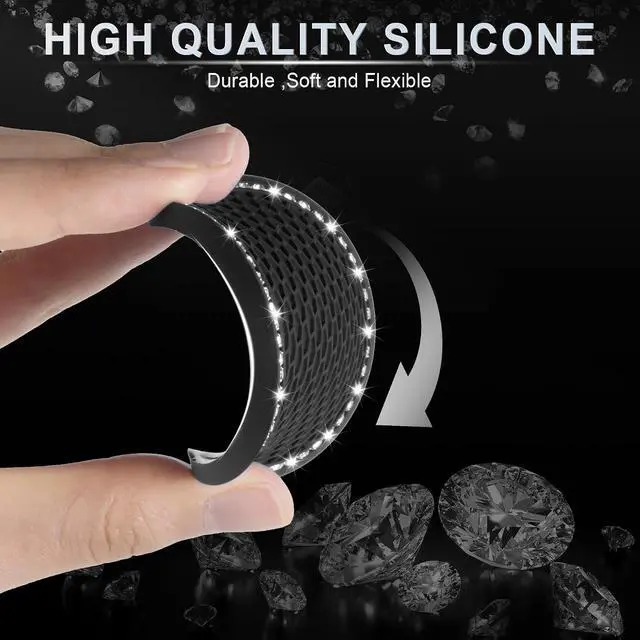 Alt view image 4 of 7 - JUSTTOP Car Cup Holder Coaster, Insert 2 Pack Universal Auto Anti Slip, Bling Crystal Rhinestone Car Interior Accessories-Black