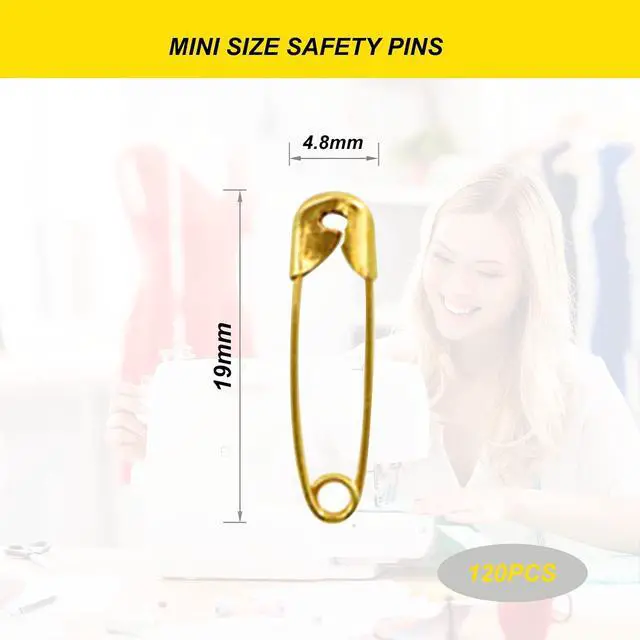 Alt view image 2 of 7 - Gold Safety Pins,Small Safety Pins for Clothes,19mm Metal Mini Saftey Pin for Tag Art Crafting Sewing Jewelry Making (120Pcs/Box)