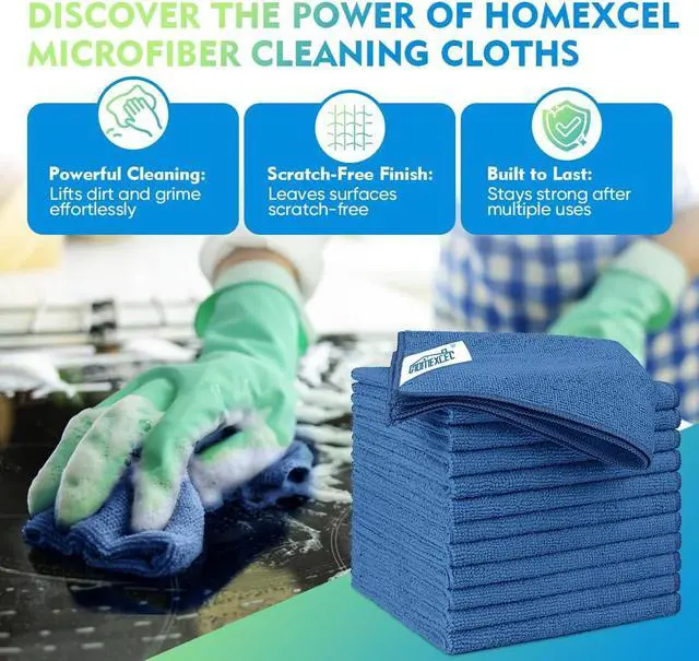 Alt view image 2 of 7 - HOMEXCEL Lake Green Microfiber Cleaning Cloth 12 Pack 12.5 x 12.5 inch Microfiber Towels for Cars Ultra Absorbent Car Washing Cloth Lint Free Streak Free Cleaning Rags for Car, Kitchen Window