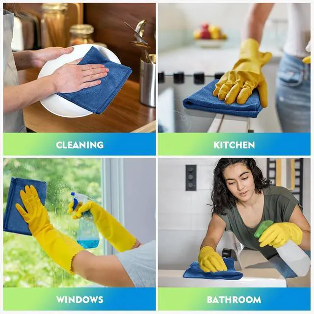 Alt view image 6 of 7 - HOMEXCEL Lake Green Microfiber Cleaning Cloth 12 Pack 12.5 x 12.5 inch Microfiber Towels for Cars Ultra Absorbent Car Washing Cloth Lint Free Streak Free Cleaning Rags for Car, Kitchen Window
