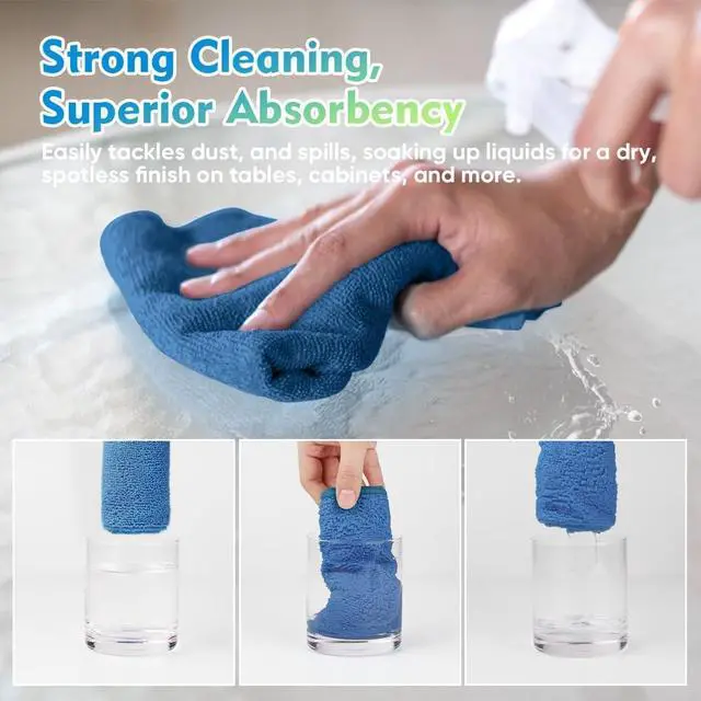 Alt view image 5 of 7 - HOMEXCEL Lake Green Microfiber Cleaning Cloth 12 Pack 12.5 x 12.5 inch Microfiber Towels for Cars Ultra Absorbent Car Washing Cloth Lint Free Streak Free Cleaning Rags for Car, Kitchen Window