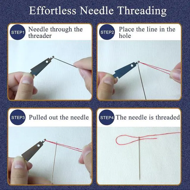 Alt view image 3 of 6 - 42PCS Big Eye Steel Sewing Needles Kit, Stainless Steel Needles for Hand Sewing Kit, Portable DIY Handcraft Set Include 30 Steel Needle, 6 Rolls of Thread, Seam Ripper, 2 Needle Threader, 2 Thimbles