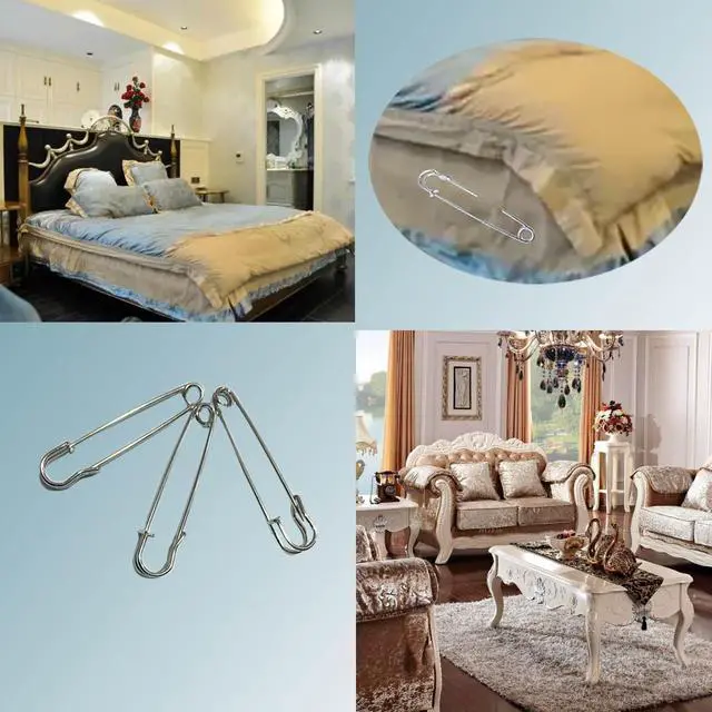 Alt view image 5 of 6 - 20PCS Large Safety Pins, 4Inch and 3Inch Heavy Duty Safety Pins,Silver | For Fashion,Sewing,Upholstery,Blankets,Clothes,Skirts,Laundry,Diapers,Leather Canvas,DIY craft projects Secure Fastening