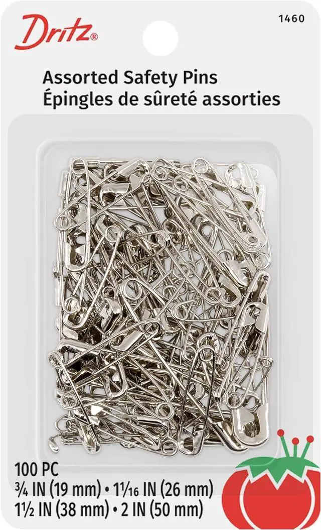Main image of Dritz 1460 Safety Pins, Nickel Plated Steel, Assorted Sizes (100-Count)