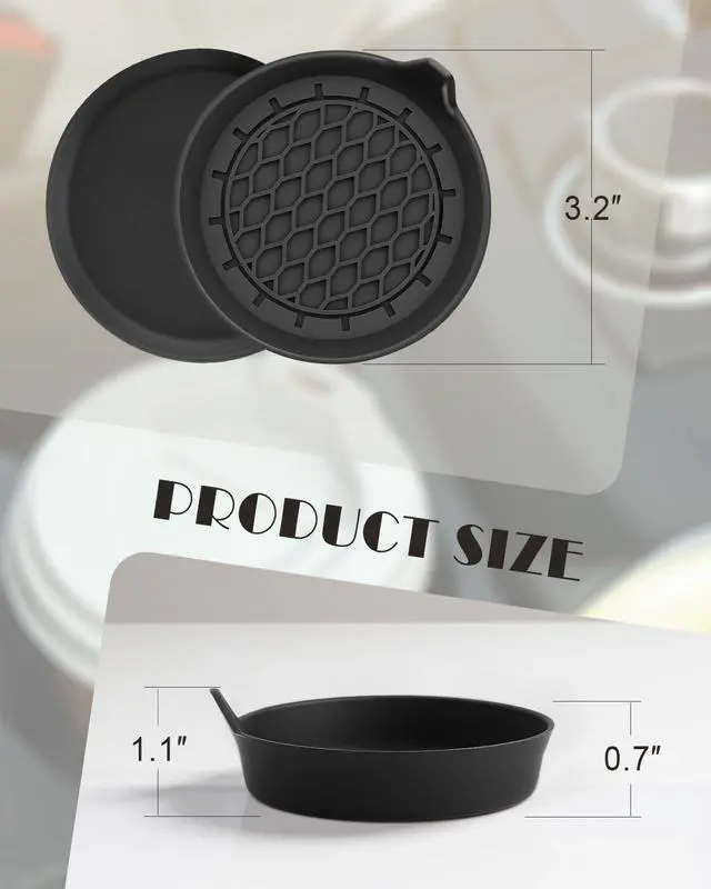 Alt view image 6 of 7 - Car Coasters 4 Pcs with Duster Brush, Universal Non-Slip Cup Holders | Universal Car Cup Coaster Waterproof Sift-Proof Spill Holder (Black)