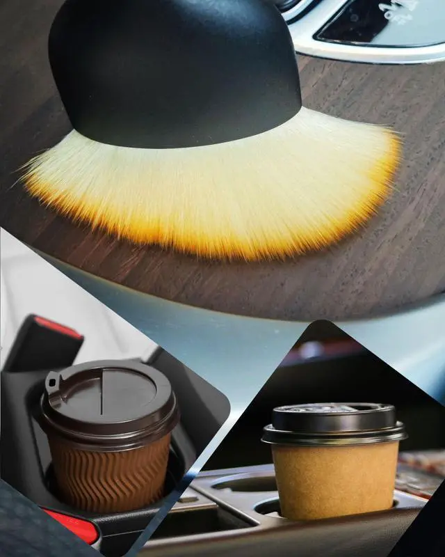Alt view image 7 of 7 - Car Coasters 4 Pcs with Duster Brush, Universal Non-Slip Cup Holders | Universal Car Cup Coaster Waterproof Sift-Proof Spill Holder (Black)