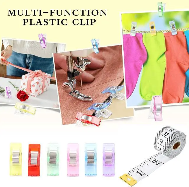 Alt view image 3 of 7 - Premium Plastic Clips, Multipurpose Sewing Clips Premium Quilting Clips Assorted Colors Fabric Clips for Sewing Supplies Quilting, Sewing Quilting Supplies, 50 Pcs Clips, Add Two Rulers