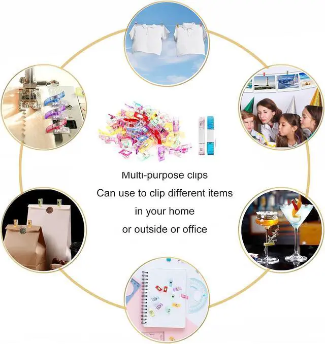 Alt view image 6 of 7 - Premium Plastic Clips, Multipurpose Sewing Clips Premium Quilting Clips Assorted Colors Fabric Clips for Sewing Supplies Quilting, Sewing Quilting Supplies, 50 Pcs Clips, Add Two Rulers