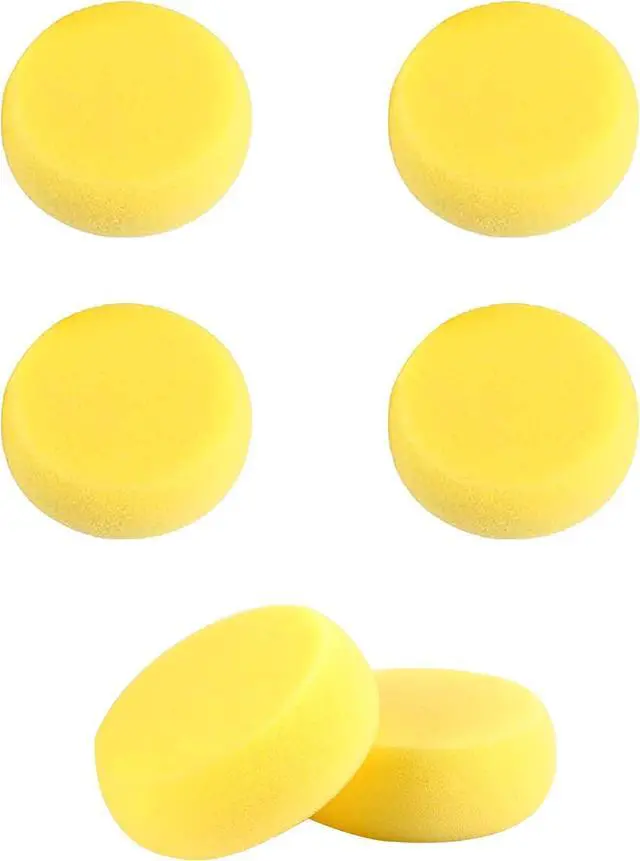 Main image of WAFJAMF 6 Pcs Round Painting Sponge 2.96 Inch Craft Clay Yellow | Pottery artist synthetic foam applicators for ceramics, watercolor, acrylic, face art, leather care & tack cleaning