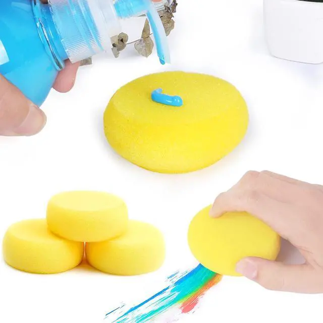 Alt view image 6 of 6 - WAFJAMF 6 Pcs Round Painting Sponge 2.96 Inch Craft Clay Yellow | Pottery artist synthetic foam applicators for ceramics, watercolor, acrylic, face art, leather care & tack cleaning