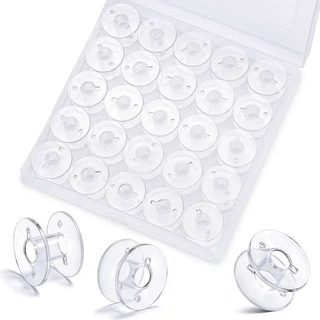 Main image of LOKUNN 25 Pcs Bobbins for Sewing Machine Plastic Bobbins for Sewing | Sa156 Bobbins, Bobbins Class 15, Bobbins for Sewing Machine Sewing Accessories, Plastic Bobbin with Case (25 pcs)