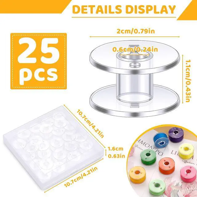 Alt view image 2 of 7 - LOKUNN 25 Pcs Bobbins for Sewing Machine Plastic Bobbins for Sewing | Sa156 Bobbins, Bobbins Class 15, Bobbins for Sewing Machine Sewing Accessories, Plastic Bobbin with Case (25 pcs)