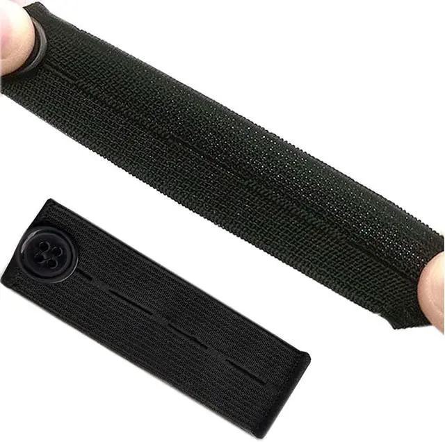 Alt view image 2 of 5 - BlingKingdom 5 PCS Adjustable Elastic Button Extenders for Women, Men Pants | Black, Pants Waist Extender, Discreet, Comfortable, Strong, Waistband Extender for Button Fastened Slacks, Jeans