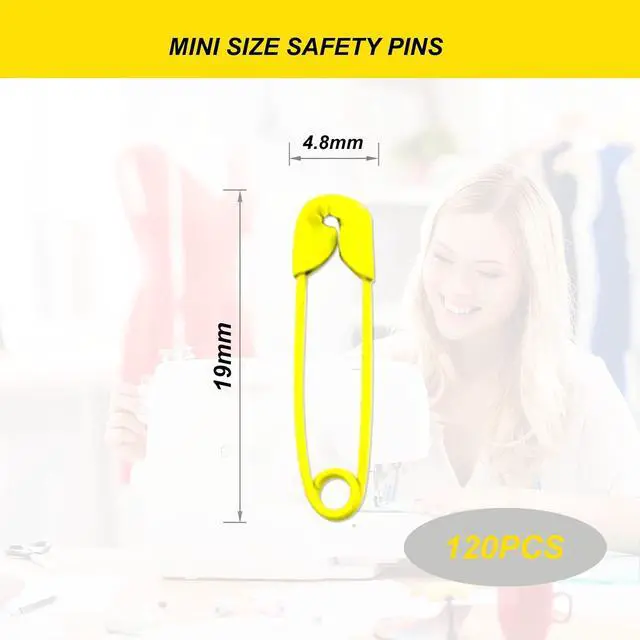 Alt view image 2 of 7 - Yellow Safety Pins,Small Safety Pins for Clothes,19mm Metal Mini Saftey Pin for Tag Art Crafting Sewing Jewelry Making (120Pcs/Box)