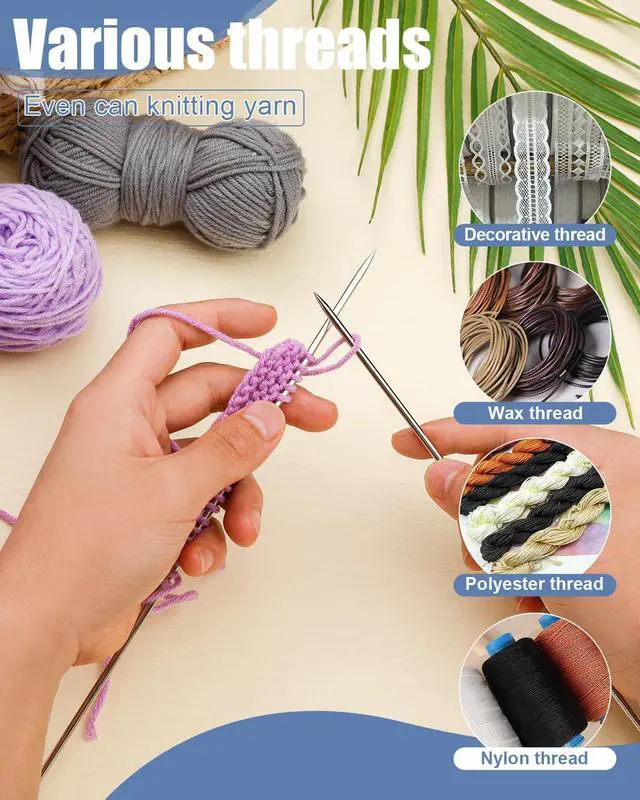Alt view image 5 of 7 - Professional Upholstery Needles 10" Large Sewing Needle Long Sewing Needle | 2 Pcs Hand Sewing Needles Leather Needles for Hand Stitching for Repairing and Crafting Projects