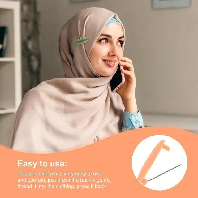 Alt view image 2 of 7 - Ouligay 16Pcs Scarf Safety Pins Colorful Hijab Pins with Box Scarves Safety Pin Plastic Scarf Clip Nappy Pin for Women Scarf Pins Clips Safety Locking Adult Clothes