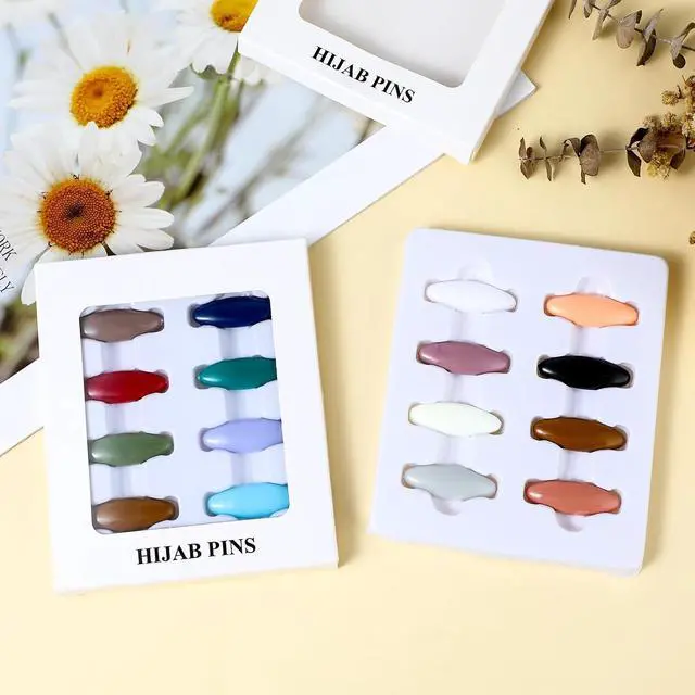 Alt view image 7 of 7 - Ouligay 16Pcs Scarf Safety Pins Colorful Hijab Pins with Box Scarves Safety Pin Plastic Scarf Clip Nappy Pin for Women Scarf Pins Clips Safety Locking Adult Clothes