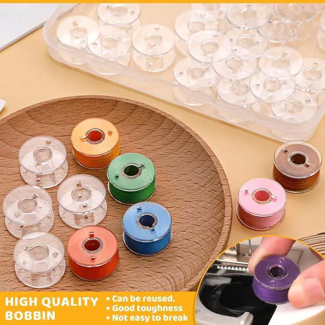 Alt view image 6 of 7 - LOKUNN 25 Pcs Bobbins for Sewing Machine Plastic Bobbins for Sewing | Sa156 Bobbins, Bobbins Class 15, Bobbins for Sewing Machine Sewing Accessories, Plastic Bobbin with Case (25 pcs)