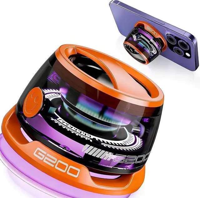 Main image of Magnetic Bluetooth Speaker with RGB Light & Built-in Stand(1 Orange) | Sticks to metal for hands-free viewing. Beat-driven glow for any vibe. 8-hour runtime nonstop. Pair 2 gadgets at once