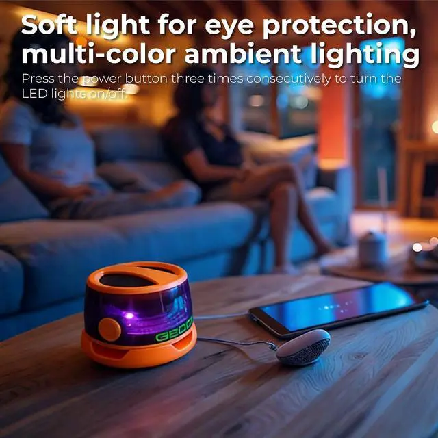 Alt view image 4 of 7 - Magnetic Bluetooth Speaker with RGB Light & Built-in Stand(1 Orange) | Sticks to metal for hands-free viewing. Beat-driven glow for any vibe. 8-hour runtime nonstop. Pair 2 gadgets at once