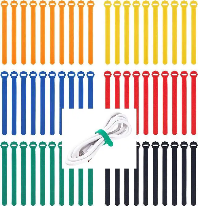 Main image of Velcro Cable Ties 60PCS 6Inch Reusable Cord Ties Adjustable Cable Organizer | Reusable Nylon, Adjustable Hook and Loop, Strong Hold for Cable Organization, Home Office, Travel and Daily Storage