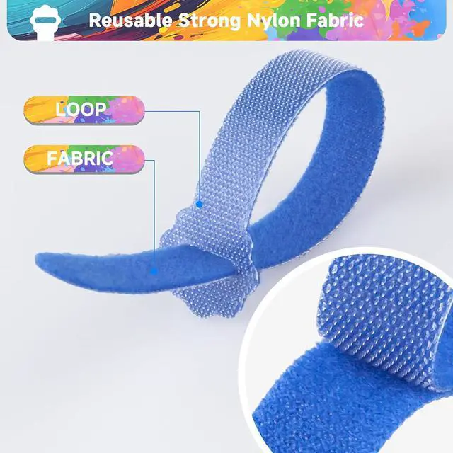 Alt view image 5 of 7 - Velcro Cable Ties 60PCS 6Inch Reusable Cord Ties Adjustable Cable Organizer | Reusable Nylon, Adjustable Hook and Loop, Strong Hold for Cable Organization, Home Office, Travel and Daily Storage