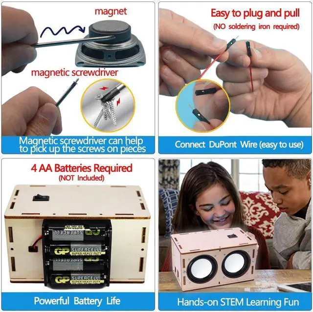 Alt view image 6 of 6 - CYOEST DIY Bluetooth Speaker Box Kit Electronic Sound Amplifier - Build Your Own Portable Wood Case Bluetooth Speaker Sound - Science Experiment and STEM Learning for Kids, Teens and Adults