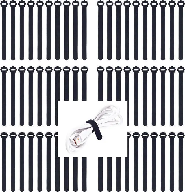 Main image of Velcro Cable Ties 60PCS 6Inch Reusable Cord Ties Adjustable Cable Organizer | Reusable Nylon, Adjustable Hook and Loop, Strong Hold for Cable Organization, Home Office, Travel and Daily Storage