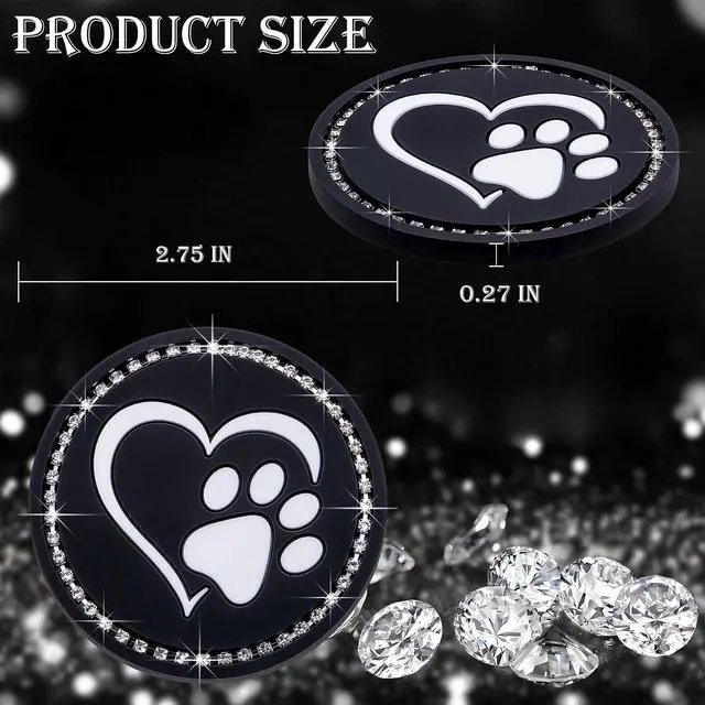 Alt view image 2 of 7 - 2PCS Bling Cup Holder Coaster for Car 2.75 Inch Silicone Anti-Slip Insert, Soft Shockproof Cup Mat, Universal Auto Accessories for Women & Girls (Black & White)