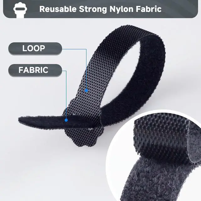 Alt view image 5 of 7 - Velcro Cable Ties 60PCS 6Inch Reusable Cord Ties Adjustable Cable Organizer | Reusable Nylon, Adjustable Hook and Loop, Strong Hold for Cable Organization, Home Office, Travel and Daily Storage
